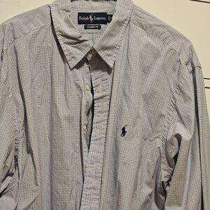 Ralph Lauren Blue White Black Check Long Sleeve Button Up